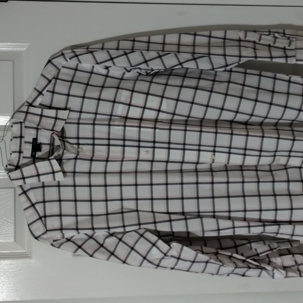 Gap long sleeve button down plaid shirt XL black and pink